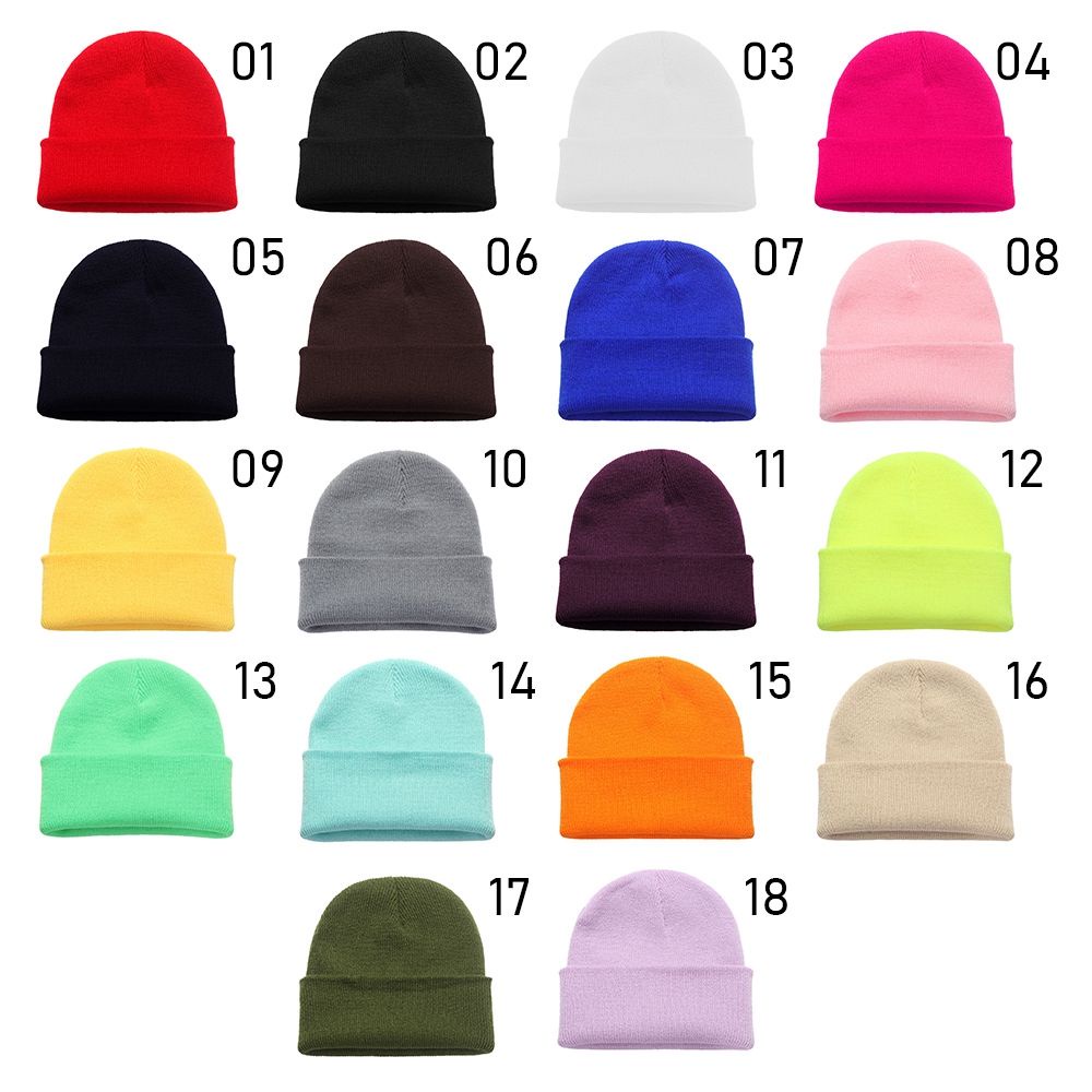 Mũ beanie dệt kim màu trơn giữ ấm mùa đông 18 màu tùy chọn dễ thương thời trang cho nam và nữ