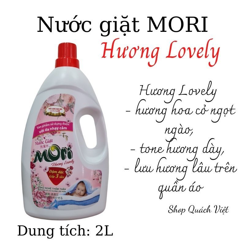 Nước giặt cao cấp MORI hương Lovely, can 2L, đậm đặc gấp 3 lần