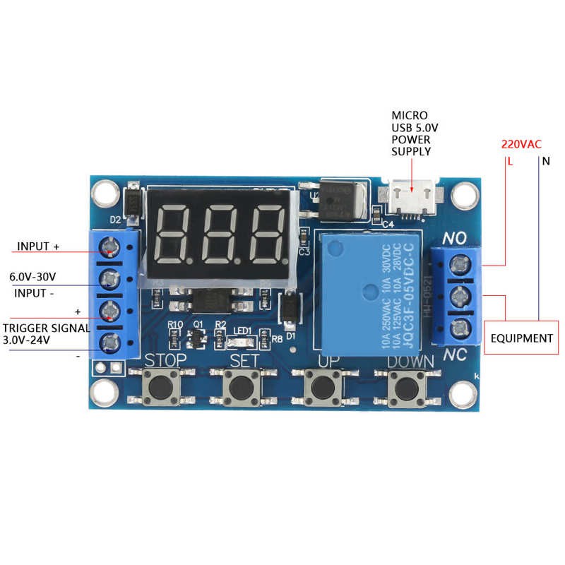 [Iuxishop] LED Display Delay On/Off Relay Module Trigger Cycle Timer Switch DC 5-30V