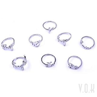 Nhẫn hoạ tiết chữ cái KPOP BTS Jung Kook Bangtan Boys Jimin V JIN SUGA ARMY 519