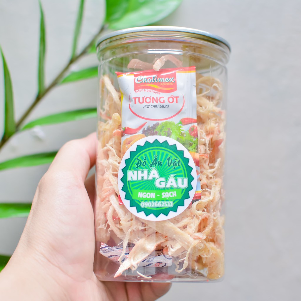 Khô mực xé hấp nước dừa loại ngon, hủ pet 200g - Đồ ăn vặt Nhà Gấu | BigBuy360 - bigbuy360.vn
