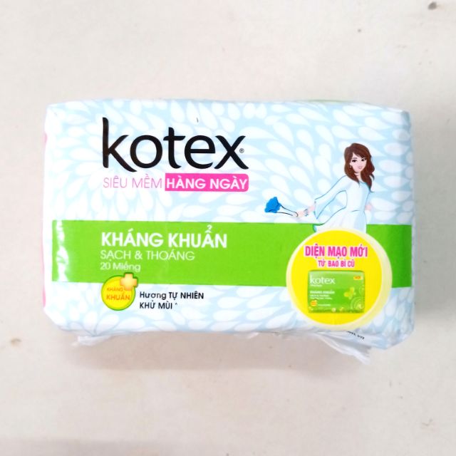 Bịch 8 gói băng vệ sinh hàng ngày Kotex 20 miếng.