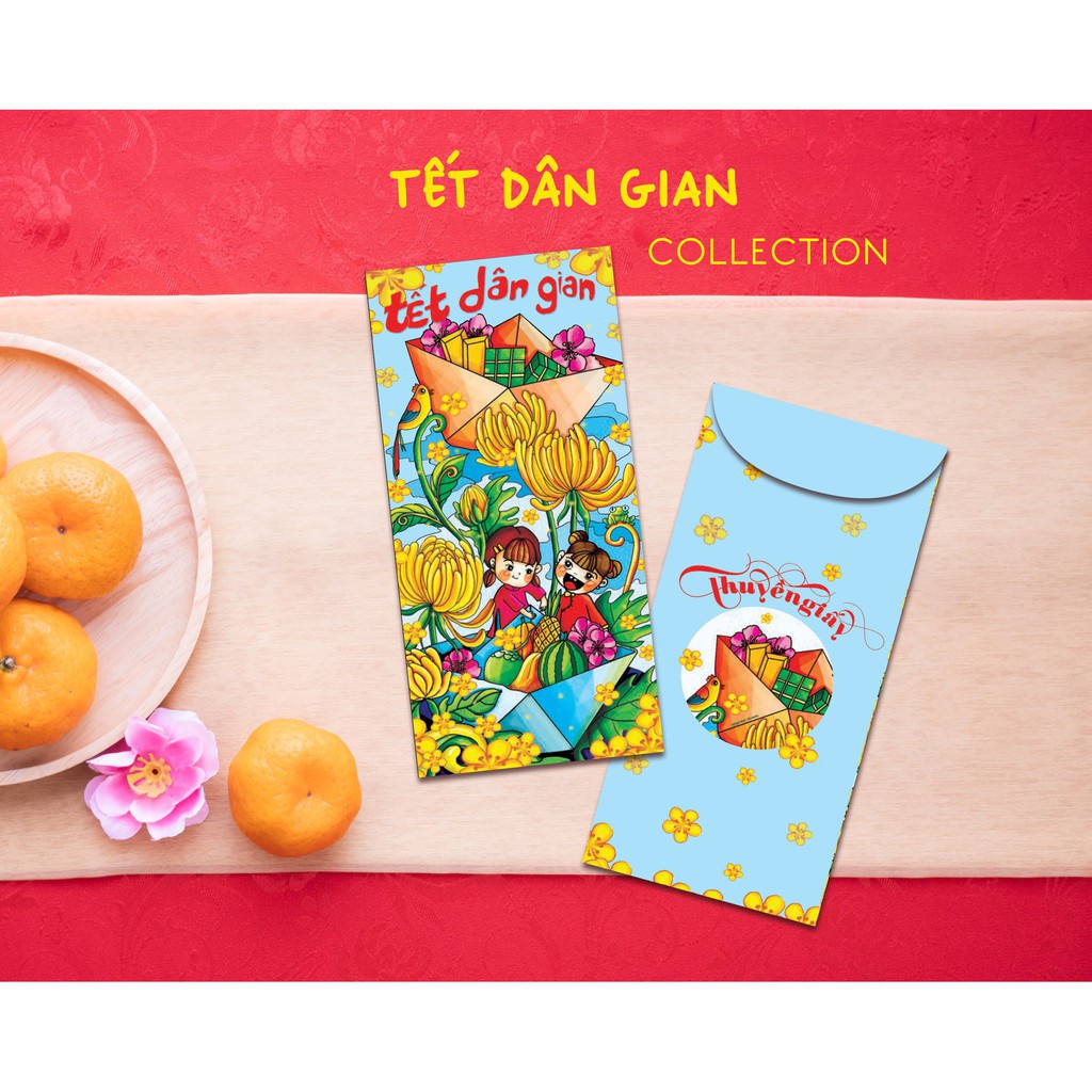 Bao Lì xì 2023 - BST Tết Dân Gian BLX013  - do Họa sĩ Thiết kế độc quyền cho Xưởng bao lì xì