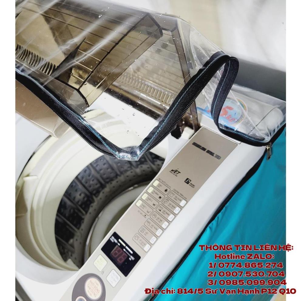 Áo Trùm Bảo Vệ Máy Giặt Cao Cấp Mặt Trong Suốt VNEXCO - Túi Trùm Bọc Máy Giặt Lồng Đứng Cửa Trên