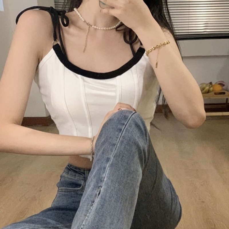 Áo Thun Nữ Ngắn Lưng Đan Dây Phong Cách Hàn Quốc