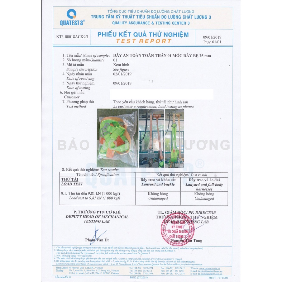 Dây đai an toàn toàn thân 1 móc sắt TT01BE, Dây bảo hộ lao động Nhật Dương dùng trong leo trèo làm việc trên cao