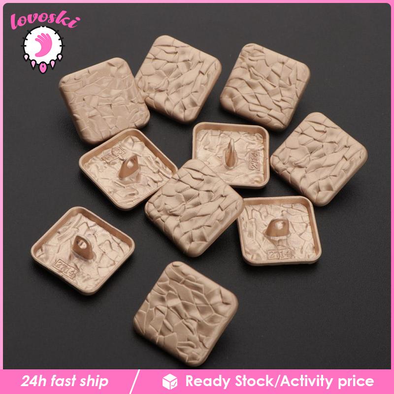 Set 10 Nút Vuông Màu Vàng Kim 2x2cm Chuyên Dụng May Vá Túi Xách / Mũ