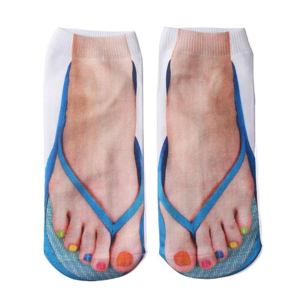 Vớ Cotton Mềm Cổ Thấp In Họa Tiết 3D Thời Trang Unisex 1