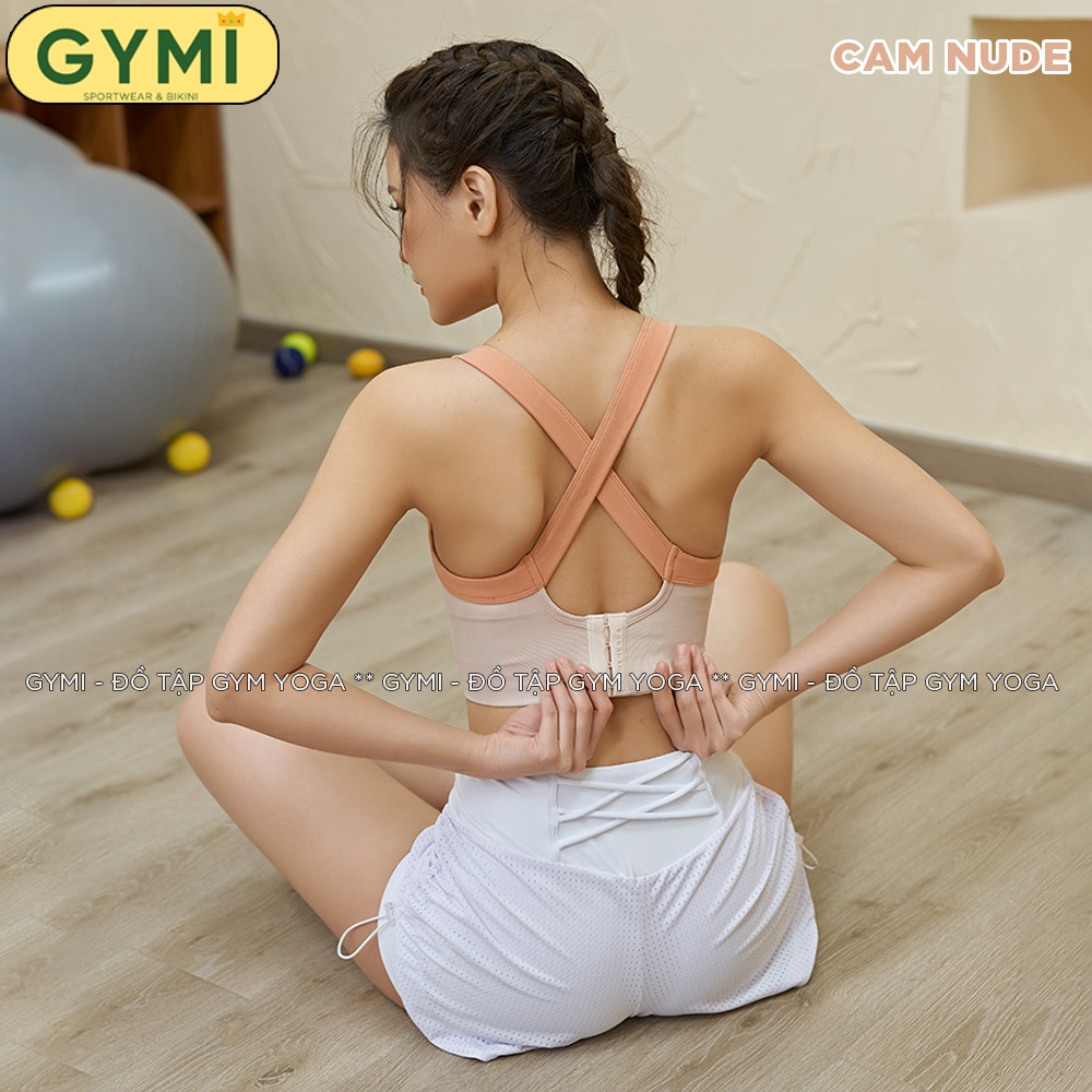 Áo bra tập gym yoga nữ GYMI AL42 dáng thể thao mút ngực cố định chất dệt co giãn thoáng mát nâng đỡ ngực