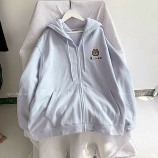 (Hot selling) Áo khoác nỉ ngoại phong cách hoodie , thêu gấu B.r.o.w.n rất cool.