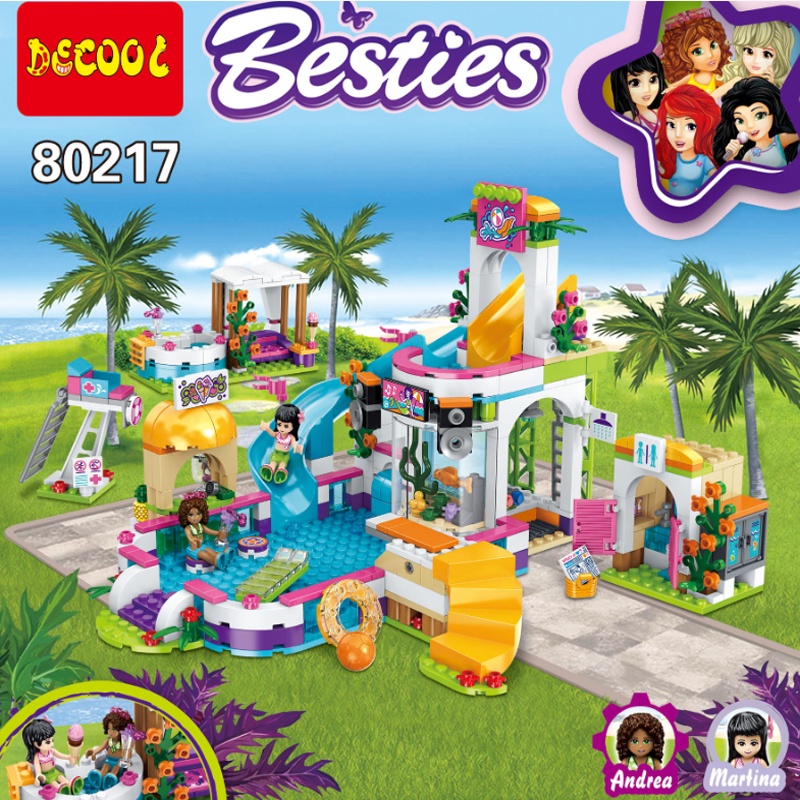 Đồ chơi lắp ráp kiểu lego cho bé gái khu vui chơi Besties Friends Mô Hình Ngôi Nhà Tình Bạn Emma Olivia Và Andrea