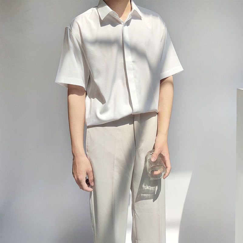 Áo Sơ Mi Ngắn Tay Dáng Rộng Thời Trang Mùa Hè Hàn Quốc Dành Cho Nam