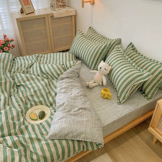 Bộ Chăn Ga Gối Kẻ Cotton Poly