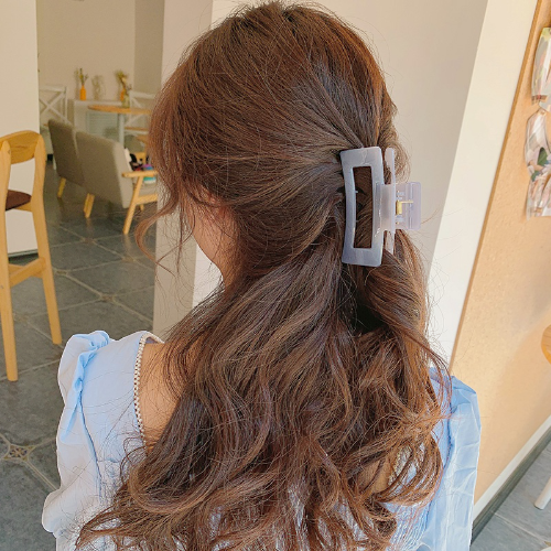 Kẹp Tóc Gấp Tóc Càng Cua Hình Vuông Siêu To Màu Thạch Cho Tóc Dày Hot Trend Hàn Quốc