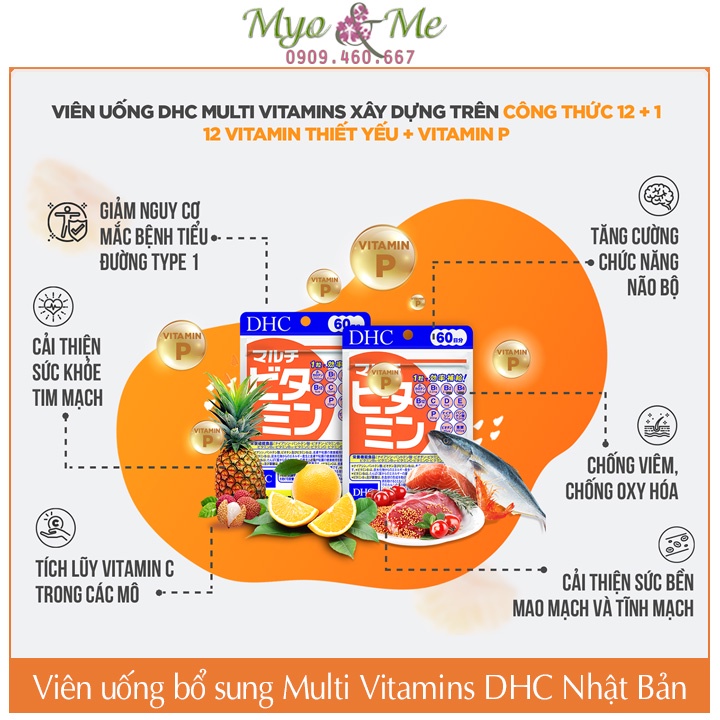 Viên uống Vitamin tổng hợp DHC Multi Vitamins Nhật Bản gói 30/90 ngày