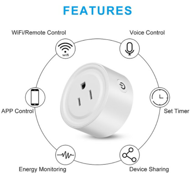 Ổ cắm hẹn giờ thông minh bật tắt qua wifi, điều khiển tắt, bật đèn bằng giọng nói