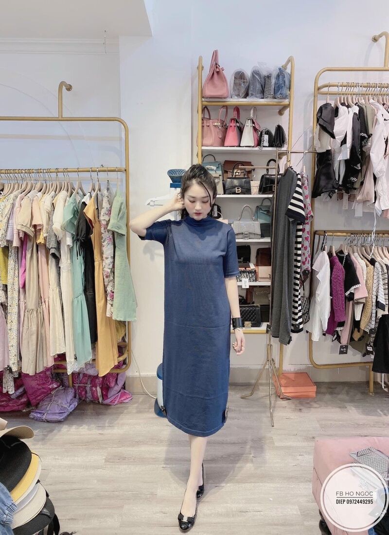 [Mã WAINCU20 hoàn 20% xu đơn 99k] Váy len cổ tròn dài quảng châu nhiều màu | BigBuy360 - bigbuy360.vn