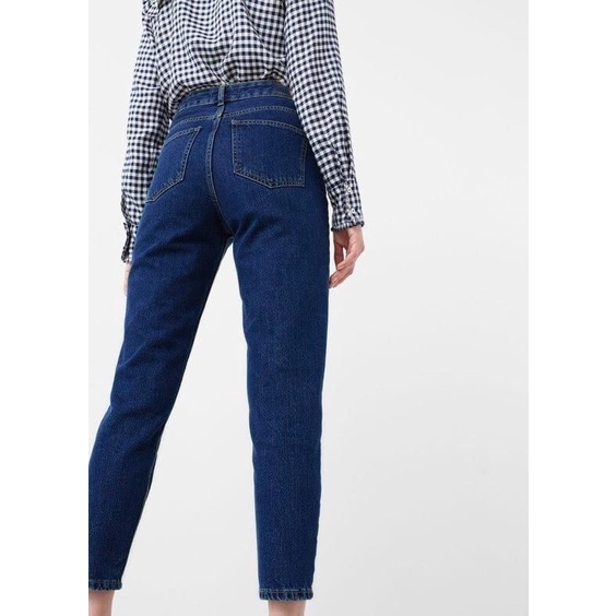 Quần Mom Jeans Nữ Lưng Cao Màu Xanh đậm 03