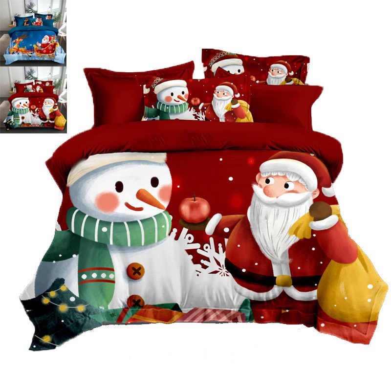 Bộ Chăn Ga Và Vỏ Gối Hình Ông Già Noel Hoạt Hình