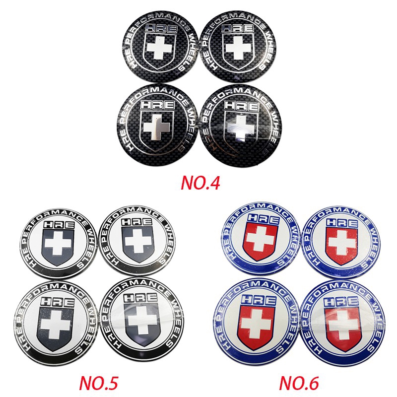 Set 4 sticker 56mm dùng để trang trí bánh xe hơi của Peugeot Buick Cadillac Lexus Fiat ISUZU