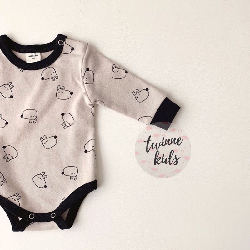 [Puppy Baby] Set đồ 3 chi tiết thu đông áo quần mũ, bodysuit sơ sinh chất liệu cotton bé trai 0-24 tháng