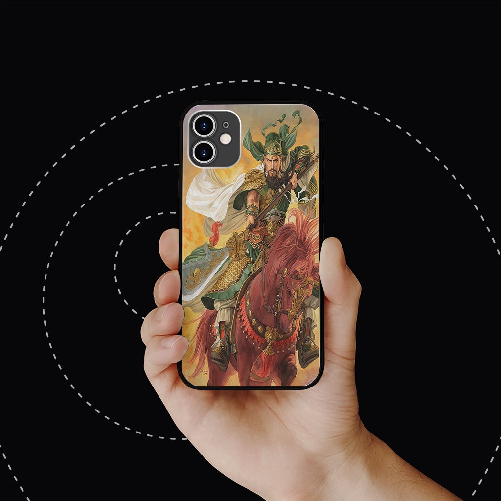 Ốp Lưng Ip hình Quan Vũ Giương Đao Quan Vũ Trên Mã Ô ECOMEX cho iPhone 5 6 7 8 Plus 11 12 Pro Max X Xr MYS20220045