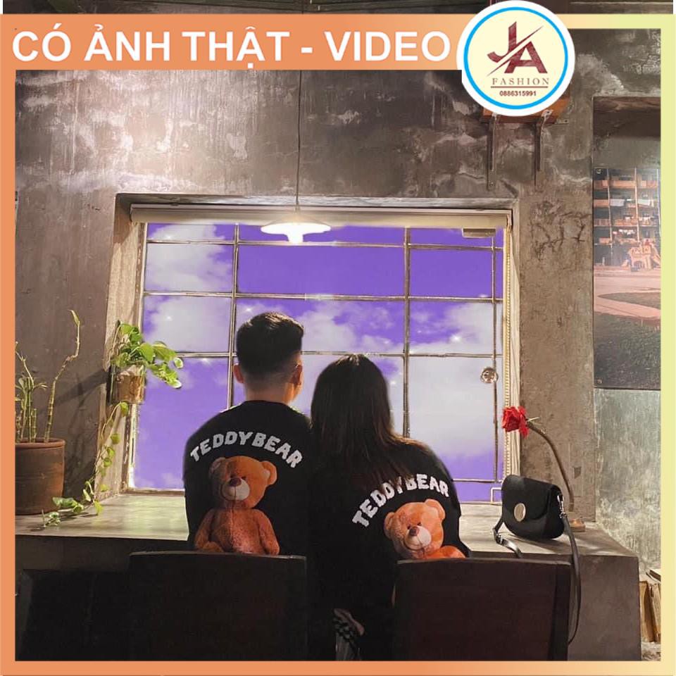 Áo Thun Unisex tay rộng form lỡ in nổi ADLV, Áo phông nam nữ hình gấu chất liệu cotton co dãn JASHOP