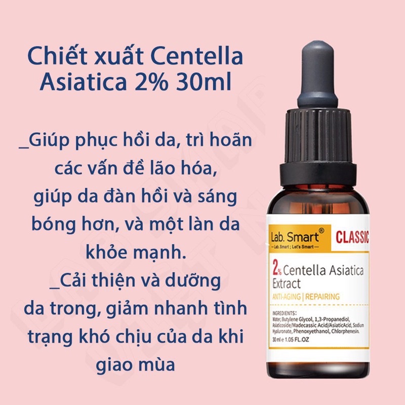 Tinh chất serum  2% CENTELLA ASIATICA làm mờ nếp nhăn, căng da 30ml DrHsieh LabSmart Đài Loan