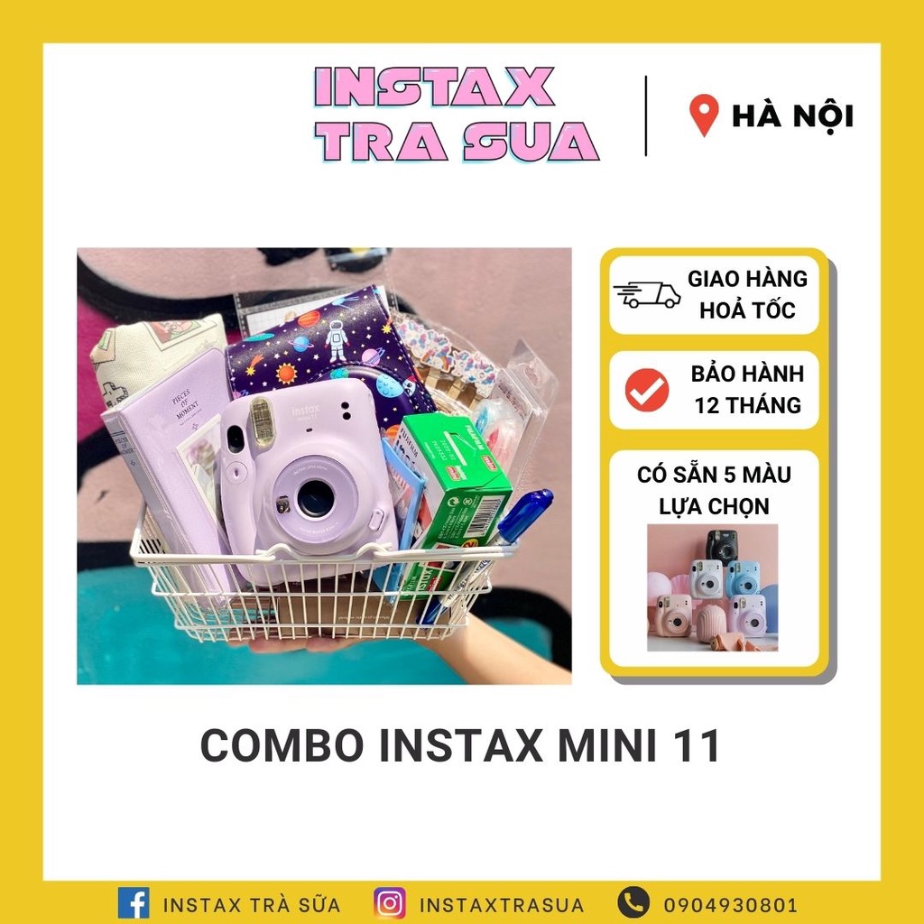 Combo Instax Mini 11 - BỘ MÁY và phụ kiện chụp ảnh lấy liền Fujifilm Instax Mini 11 - Bảo Hành Chính hãng 1 năm