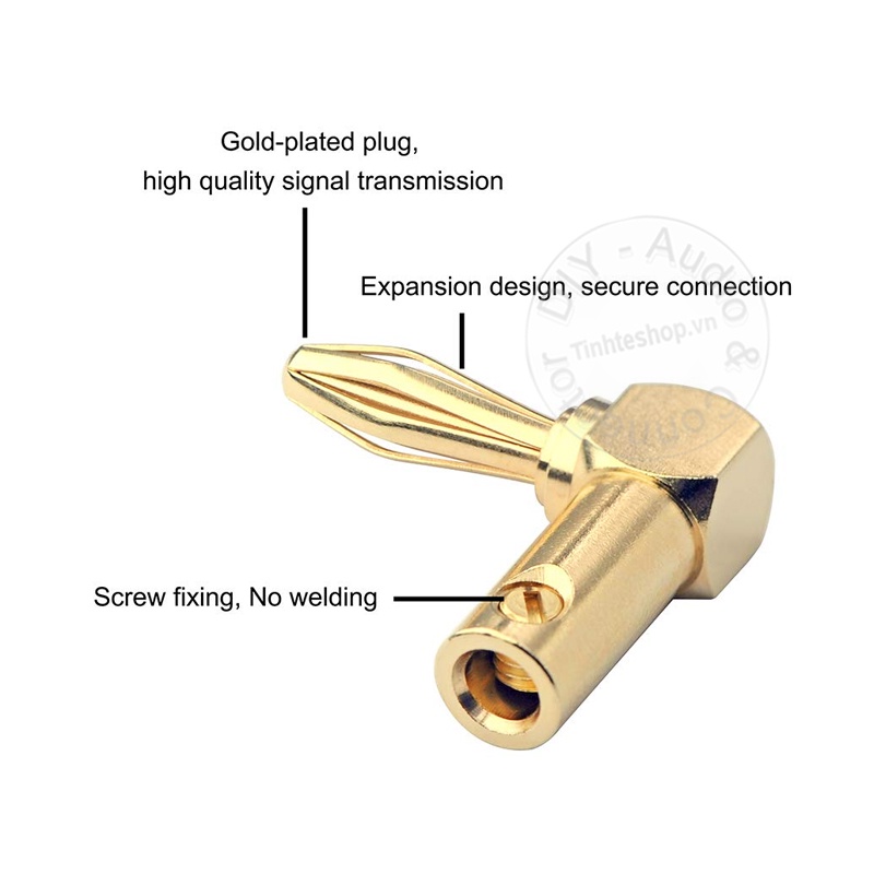Jack bắp chuối cong bẻ góc mạ vàng 24K 4 chiếc cắm cho Loa Âm ly