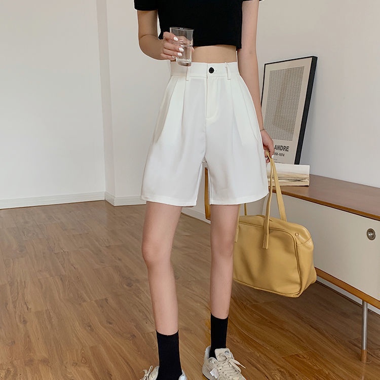 Quần đùi lưng cao màu trơn thời trang thích hợp cho nữ