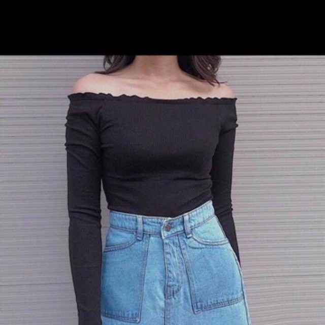 Áo trễ vai dài
 tay 📣FREESHIP Đơn 250K📣 Áo trễ vai tay dài basic hàng Quảng Châu