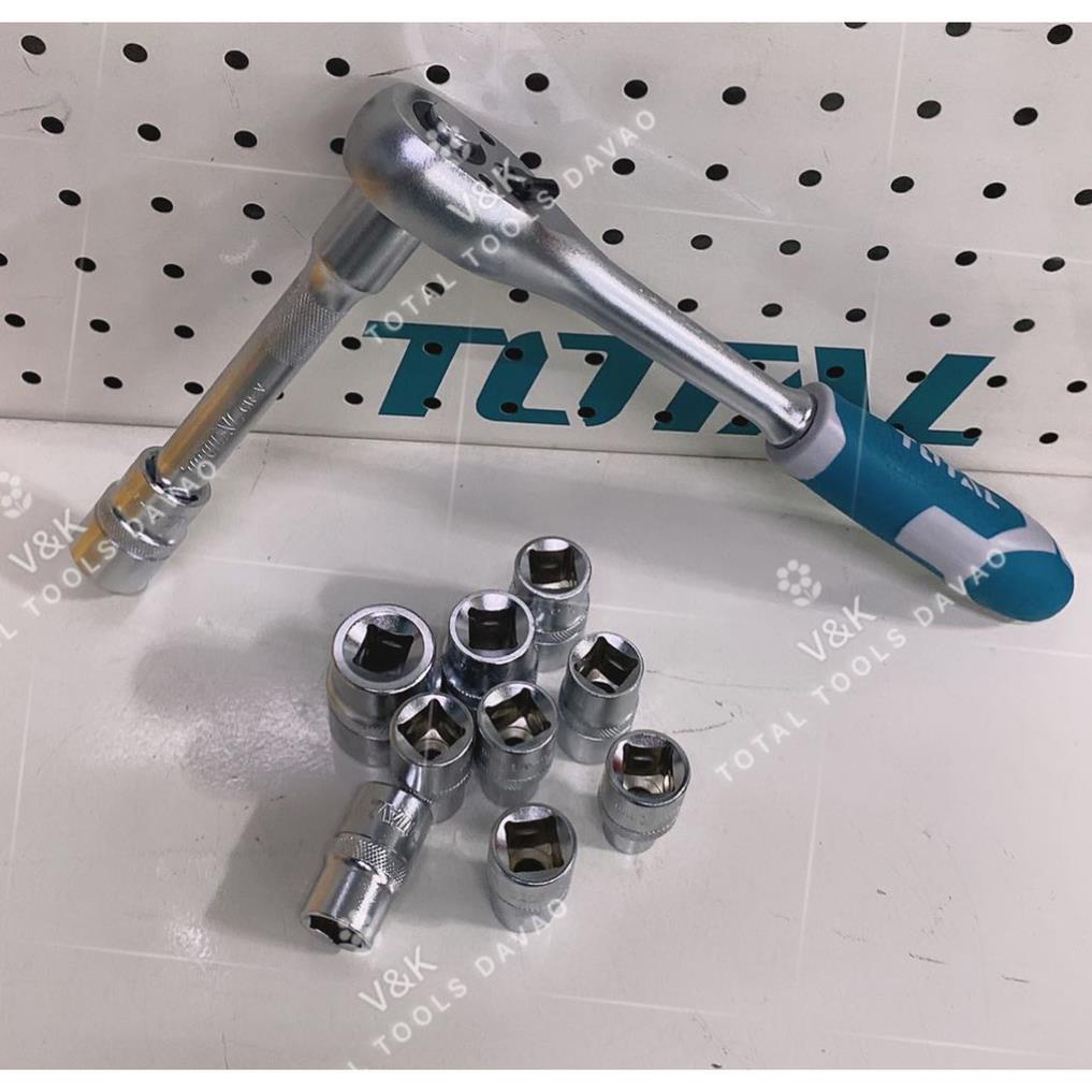 Bộ 12 cái socket 1/2 inch &amp; cần 2 chiều TOTAL THT141121