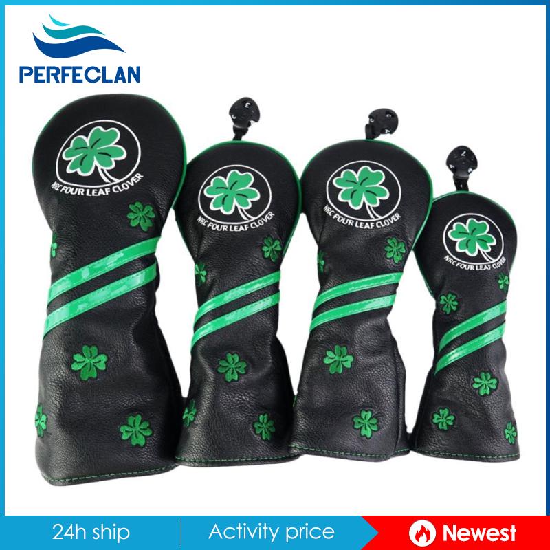 Set 4 Vỏ Bọc Đầu Gậy Đánh Golf Bằng Gỗ Chống Nước Màu Đen