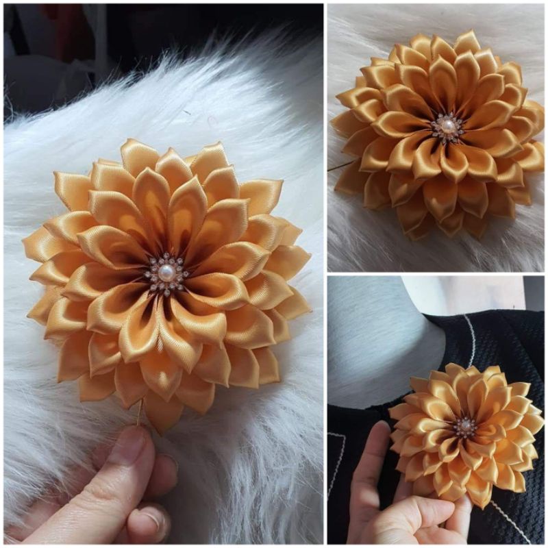 Cài áo hoa thược dược handmade