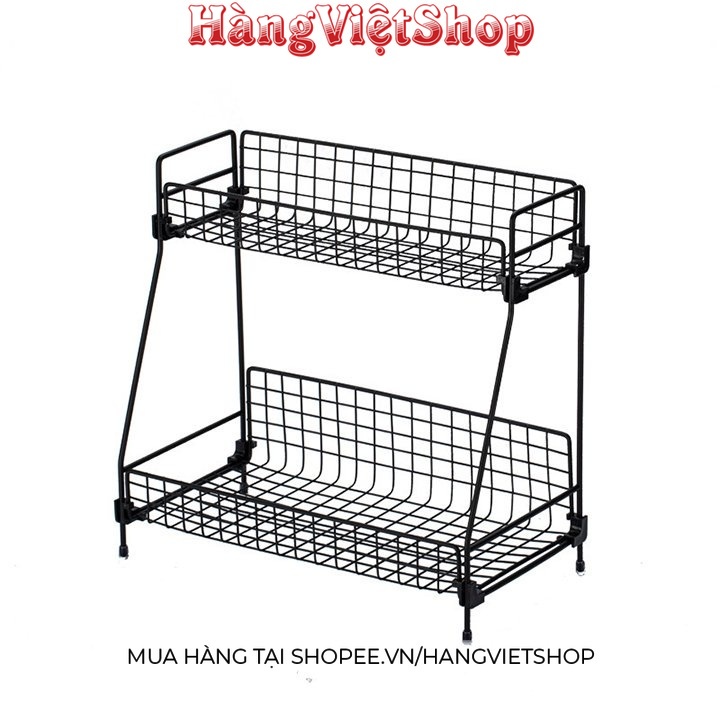 Giá mini để bàn 2 tầng đa năng inox kiểu lưới sắt, kệ đựng đồ mỹ phẩm bàn học trang điểm làm việc