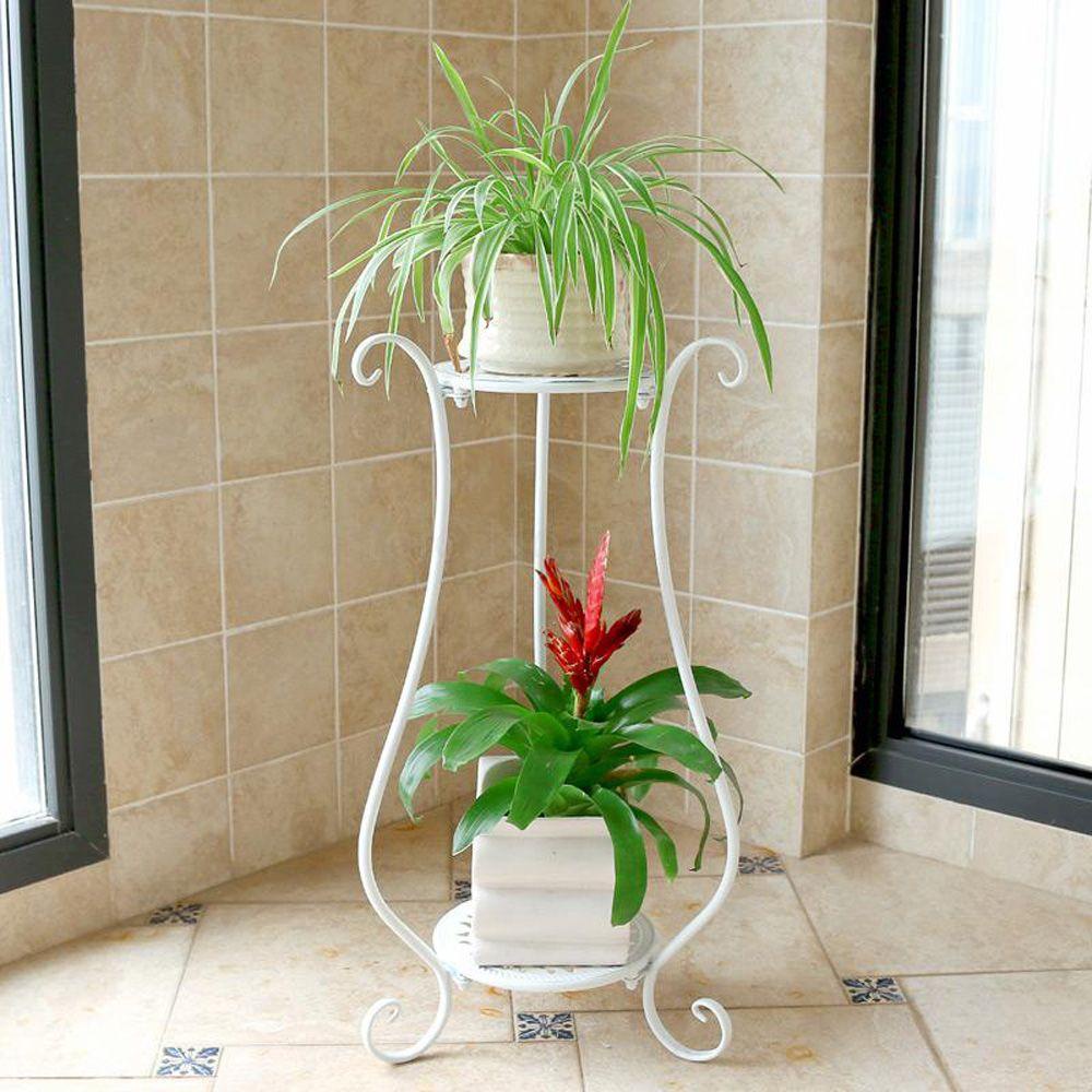 Giá Đỡ Chậu Hoa Bằng Kim Loại Bền Trang Trí Ban Công / Sân Vườn