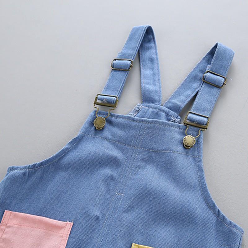 Set áo thun sọc ngang + quần yếm denim cho bé