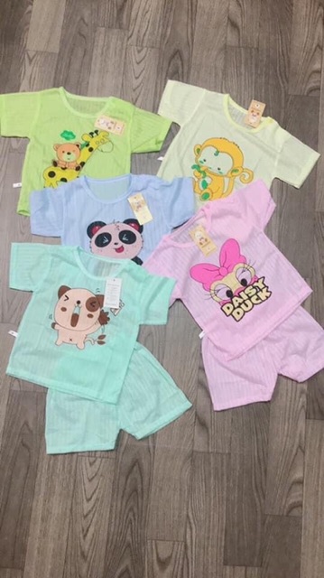 Combo 6 bộ cotton giấy cộc tay cho bé từ 4-16kg