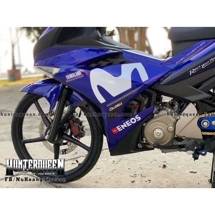 Tem in UV cao cấp. Exciter 150 Movistar xanh GP 2018. Decal tem xe ép nhiệt kích thước chuẩn.