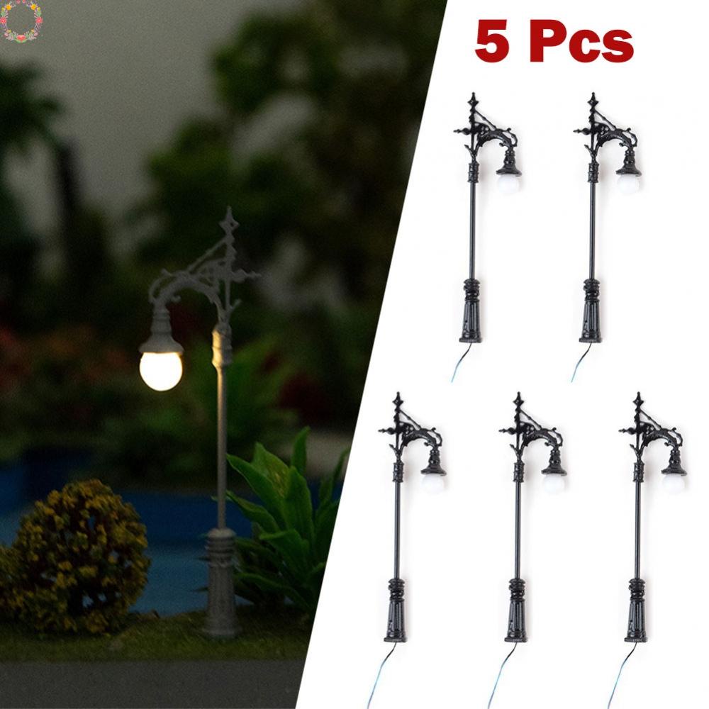 Bộ 5 mô hình đèn đường tỷ lệ 1:87 trang trí sân vườn xây dựng mô hình bàn cát đồ trang trí cảnh quan phụ kiện vật liệu tự làm mô hình mini bàn cát mô hình đèn sân vườn số 17