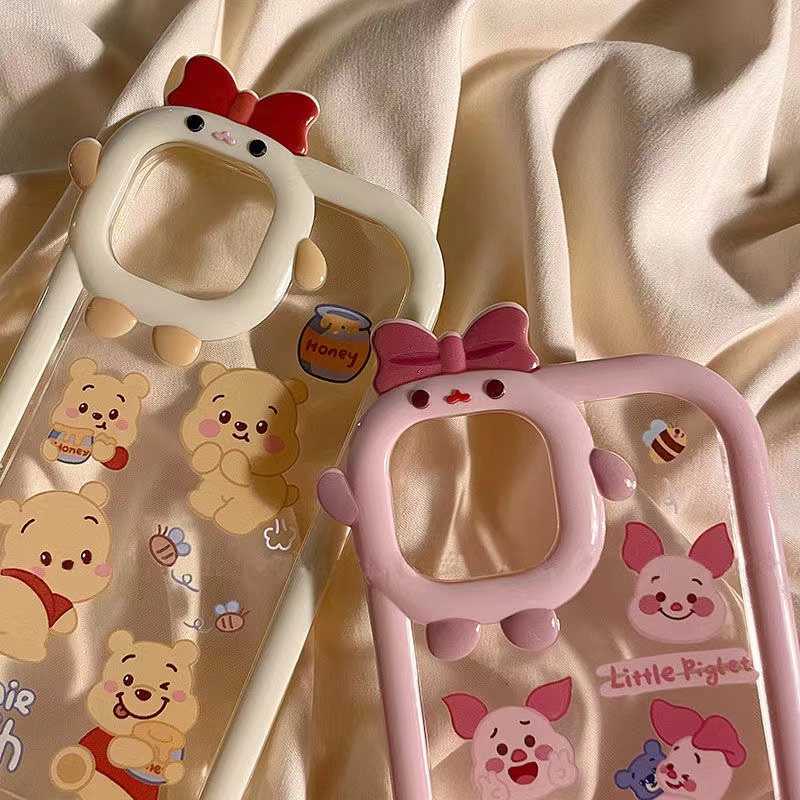 Ốp Điện Thoại Dẻo Trong Suốt Họa Tiết Hoạt Hình Chú Heo / Gấu pooh Dễ Thương Cho iPhone 13 12 11 Pro Max 2023