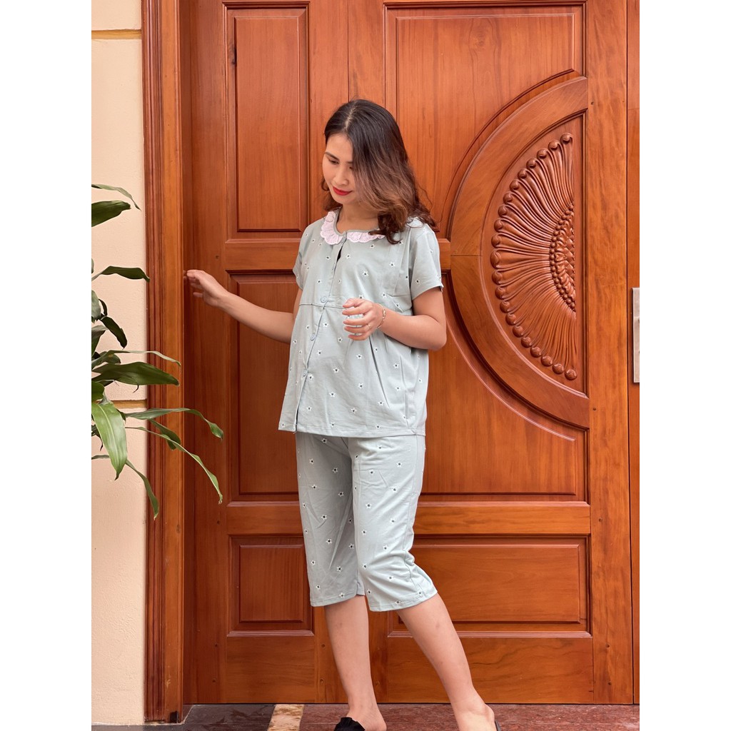 Bộ đồ bầu LỬNG HỌA TIẾT SAO siêu xinh quần có chun chỉnh tiện lợi BL812