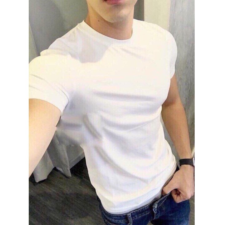 Áo Thun Đen Nam Dáng Slim Fit Chất Mịn Không Xù Lông Không Bai Gião