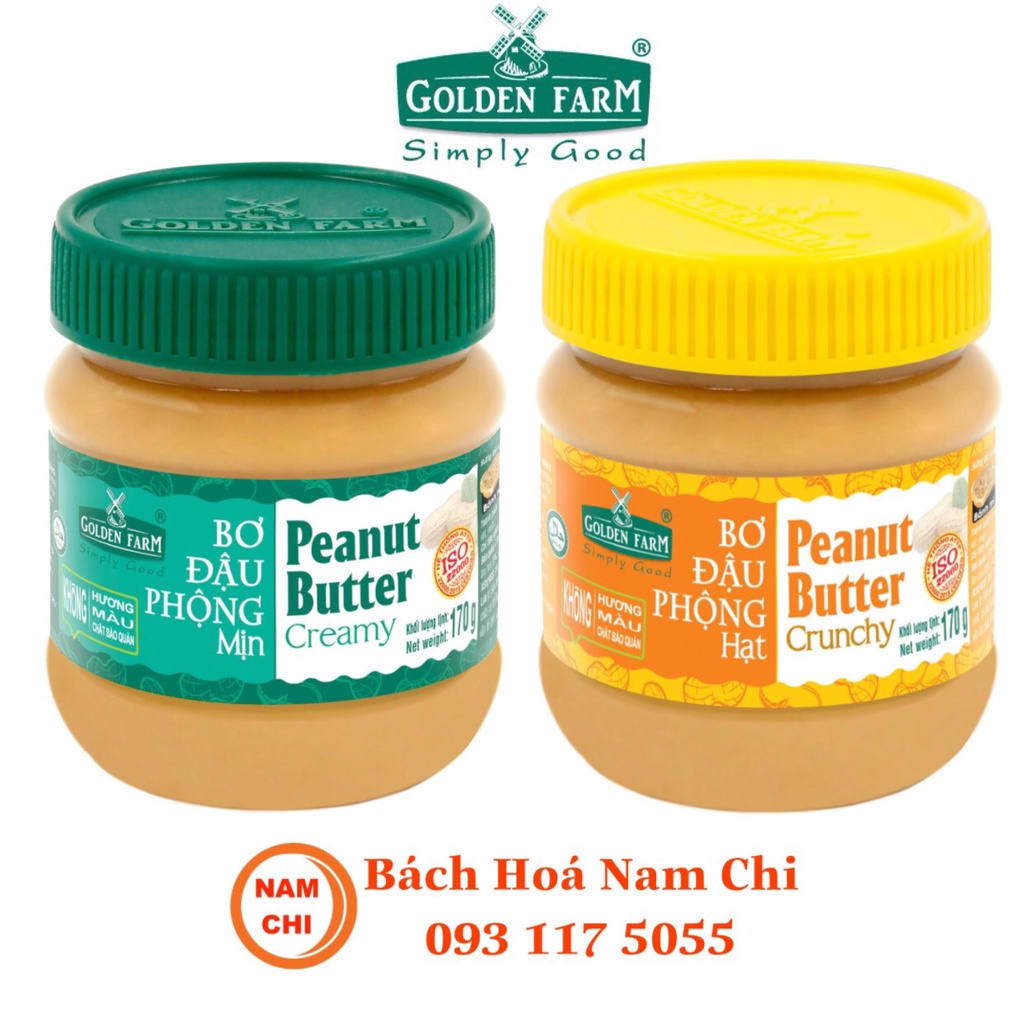 Bơ Đậu Phộng Mịn - Nguyên Hạt Golden Farm 170g