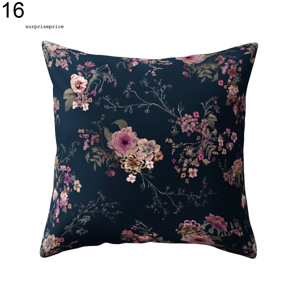 Vỏ gối sofa hình vuông in họa tiết hoa đẹp mắt