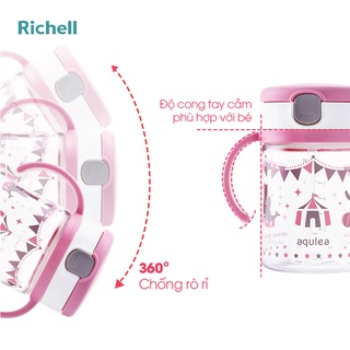 Cốc ống hút Richell Aqulea 200ml