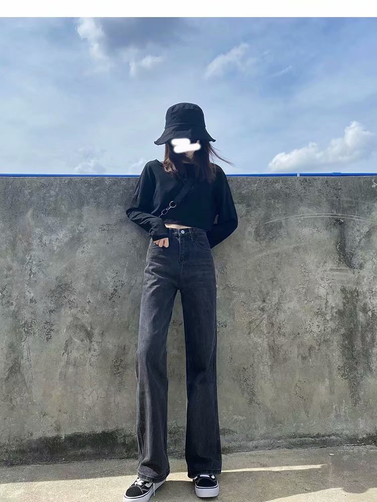 Quần jeans lưng cao ống rộng thời trang xinh xắn cho nữ 2020