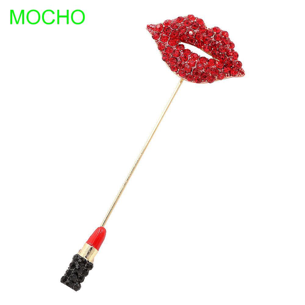 Trâm cài áo hình đôi môi đính kim cương giả