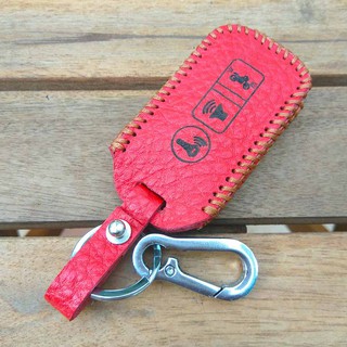 Bao da 3 nút dùng cho chìa khóa smartkey xe máy Honda (SH, SH Mode, PCX) - Đỏ